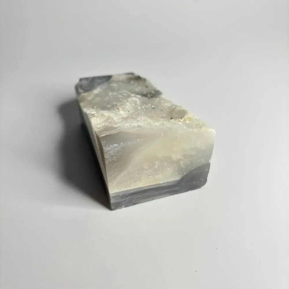 Polished Blue Grey Agate Crystal Tower with Druzy Quartz
